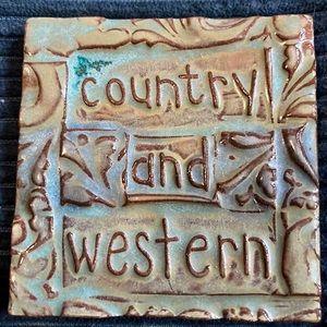 COUNTRY AND WESTERN TileSmile 3x3 Decorative Handmade Ceramic Green Blue Tile